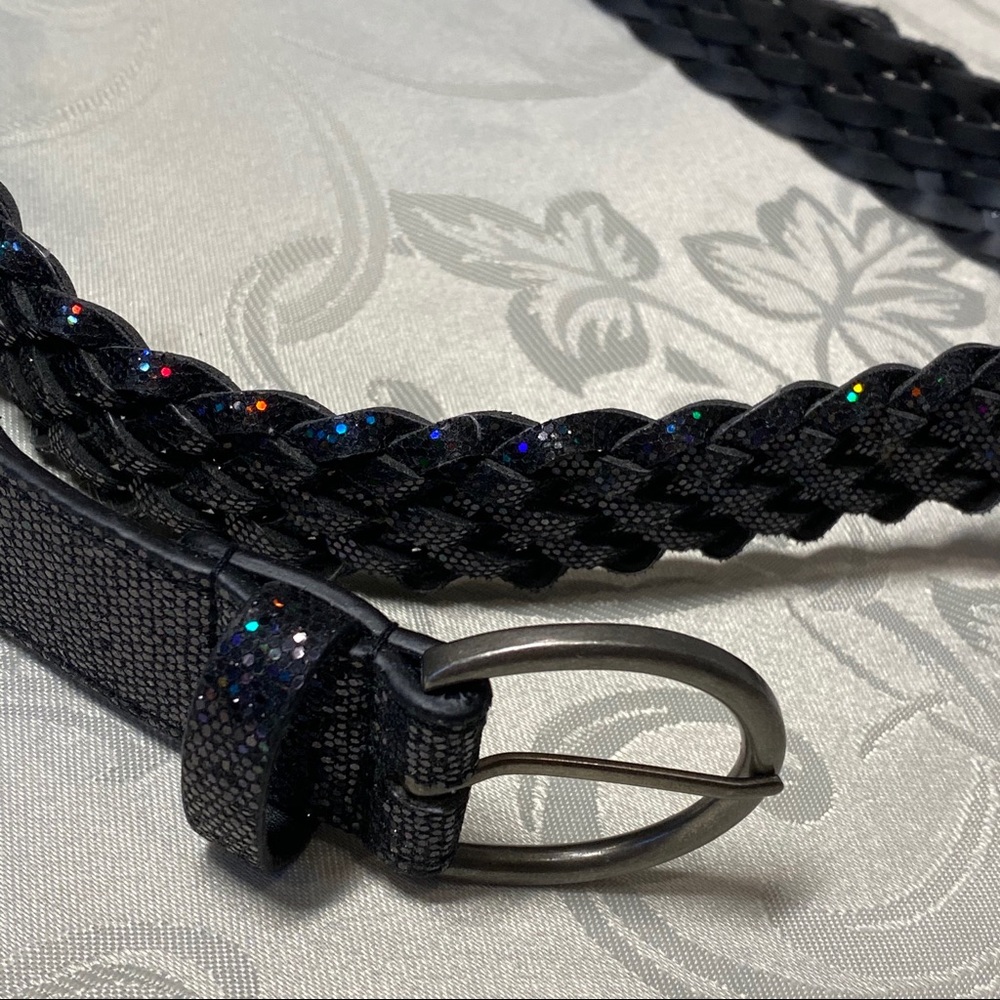 2/$10 NWOT Justice Black Holographic Sparkly Belt